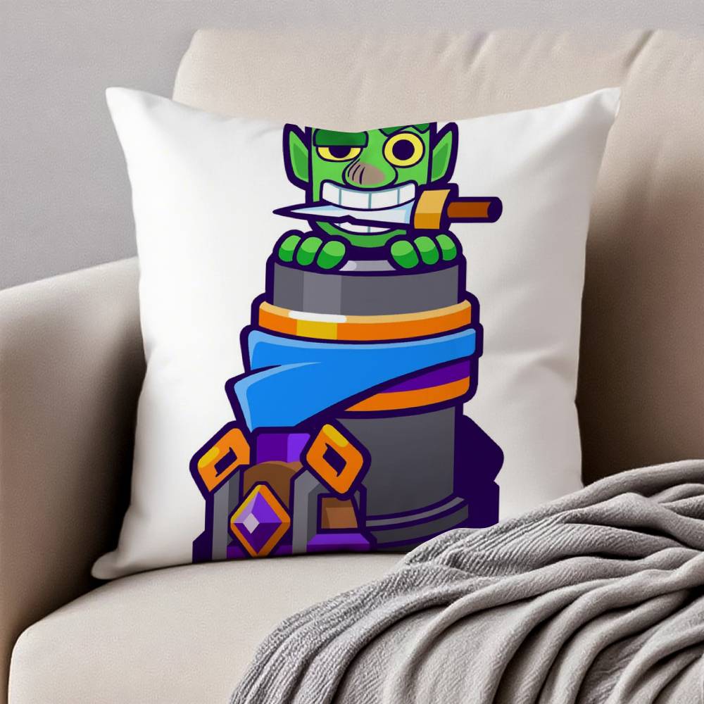 Anime C-Clash R-Royale Pillow Case Anti-dustmite Pillowcase Invisible Zipper Silky Short Plush Sofa Cushion Cover