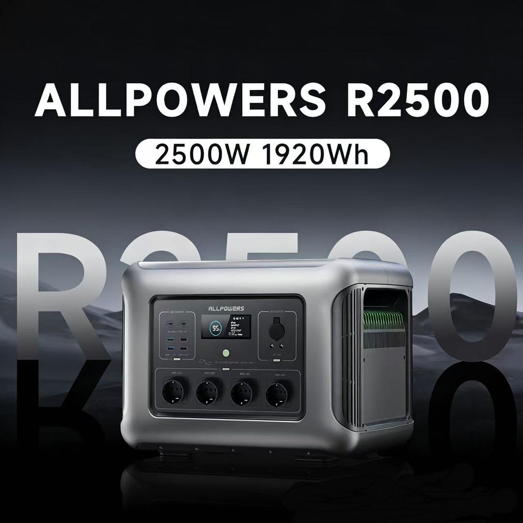 ALLPOWERS R2500 Přenosná napájecí stanice 1920Wh Rozšiřitelná na 20kWh Baterie LiFePO4 2500W Solární generátor pro nouzové použití v domácnosti