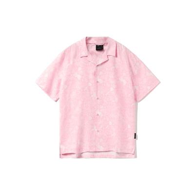 Li Ning X Erik Ellington Signature Series Schlangenmuster Lockeres Kurzarmhemd Herrenhemden Rosa ASHR151-1