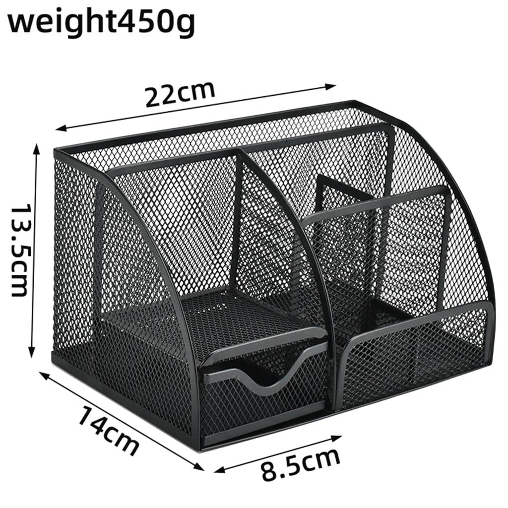 Multifunction Mesh Pen Holder 4/6 Slot with Drawer Pencil Desk Organizer School Home Mesh Pen Pencil Holders Desk Organizers