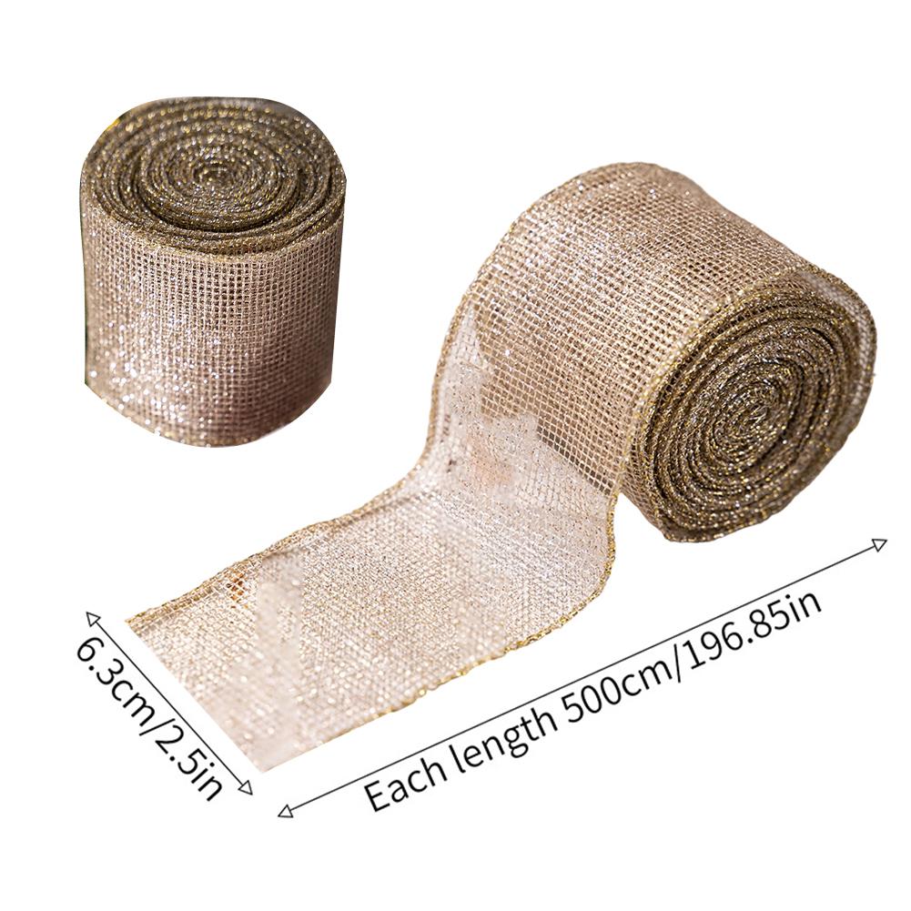 DIY Weihnachtsbandrolle zum Schleifenbasteln und für die Geschenkverpackungsdekoration aus drahtverstärktem Leinenmaterial für die saisonale Feiertagsnutzung
