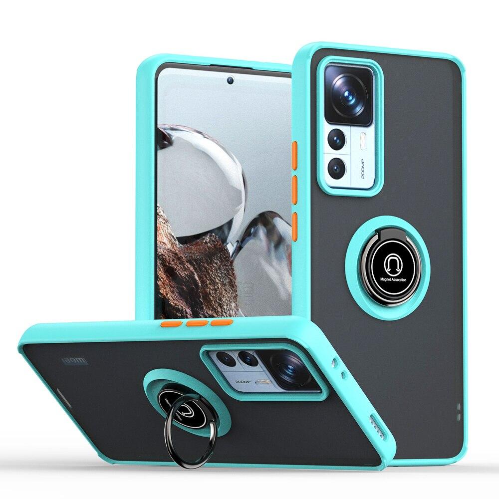 KEYSION Módní matné pouzdro pro Xiaomi 12T Pro 5G 11T Pro Transparentní nárazuvzdorný prstencový stojánek Zadní kryt telefonu pro Redmi K50 Ultra