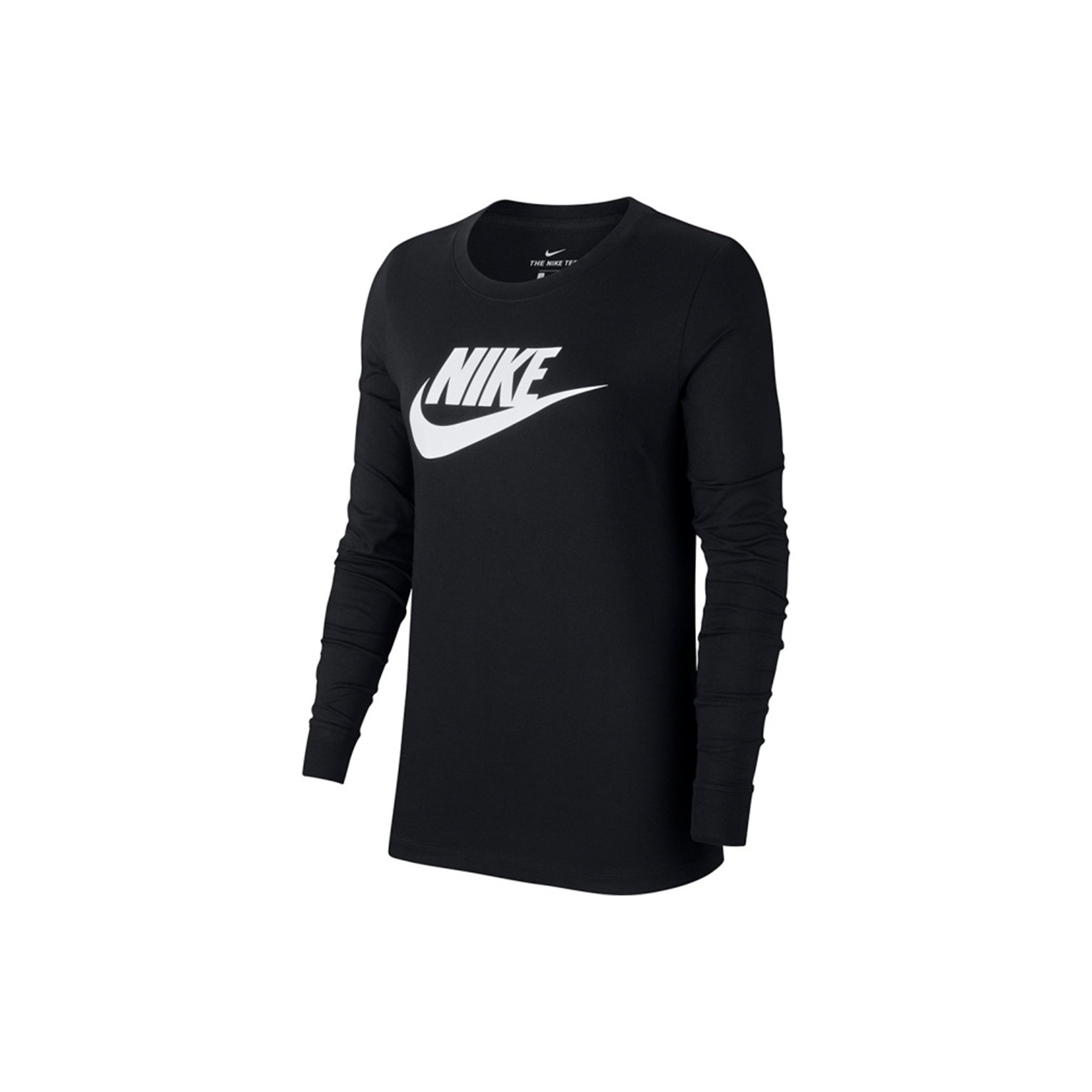 (WMNS) Nike Sportswear Classic Logo Printing Round Neck Long Sleeves Black T-Shirt Women s BV6172-010 S