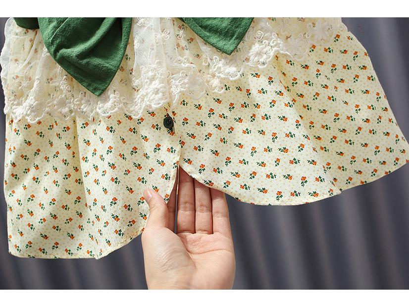 2023 Mädchen Blumen Schleife Top & Shorts Stilvoller Sommeranzug