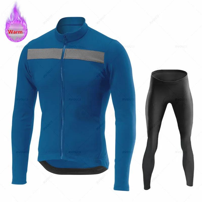 Thermal Fleece Cycling Jersey Set, Racing Bike Suit, Mountain Bicycle Clothing, New Team, Winter Velvet Warm Cycling Clothing Suit Set