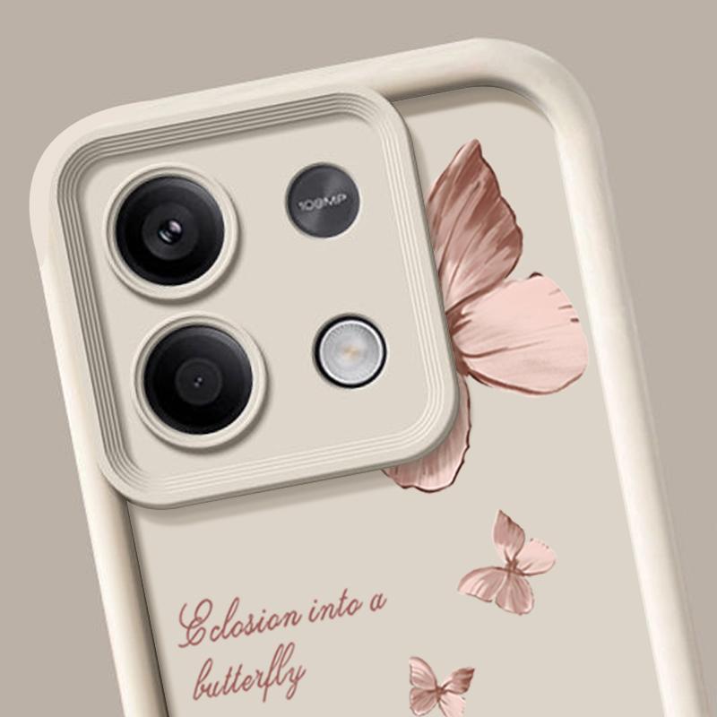 Solid Color Butterfly Pattern Matte Phone Case For Xiaomi 14T Pro 13T Poco F6 X6 Pro M6 X5 Redmi Note 14 Pro 13 12 11 10 Shockproof TPU Soft Cover
