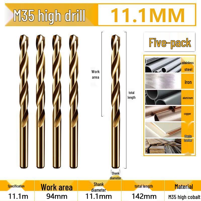 Burghiu elicoidal M35 Cobalt pentru tablă metalică din oțel inoxidabil de înaltă duritate.