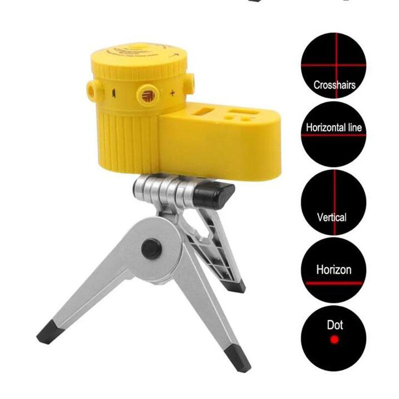 

4 в 1 лазерный уровнемер с вращающимся штативом, светодиодным индикатором, измерительная лазерная линейка, многофункциональная, высокая точность SILVER