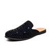2025 Summer Mules Man Slides Half Shoes for Men Open-back Loafers Slipper Leather Backless Semi-Drag Casual Shoes Flats Sandals