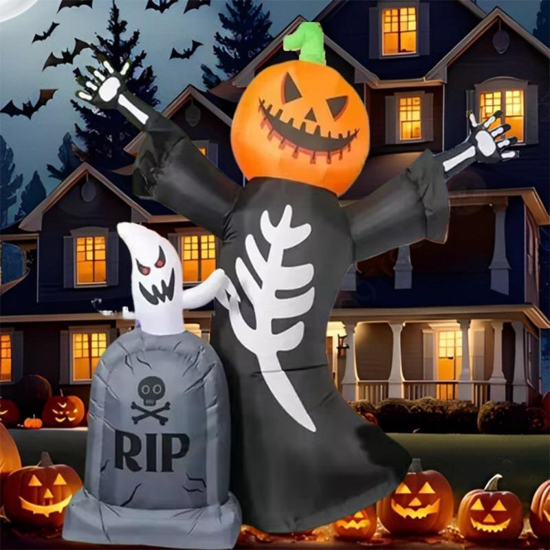 Inflatable Toy Pumpkin Tomb Ghost Halloween Inflatable Model Luminous Inflatable Model Halloween Atmosphere Decoration Model