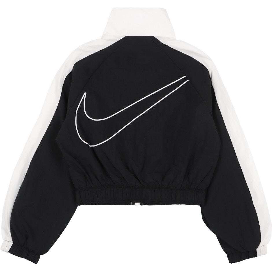Nike Color Block Logo Print Stand Collar Long Sleeve Jacket Kids Jackets Black White FB1267-010