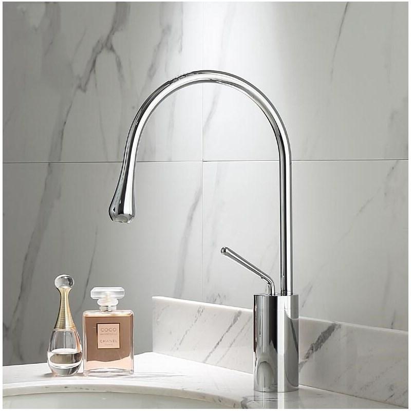 Basin Faucet Single Lever 360 Rotation Spout Moder Brass Mixer Tap For Kitchen Or Bathroom Basin Water Sink Mixer gold brush