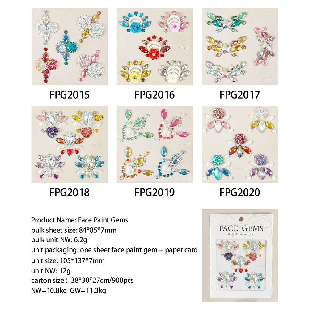 3D Samolepky na tetování čela DIY Barevné samolepky s kamínky na obličej a tělo Módní šperky na obličej Dětské samolepky s drahokamy Ženy