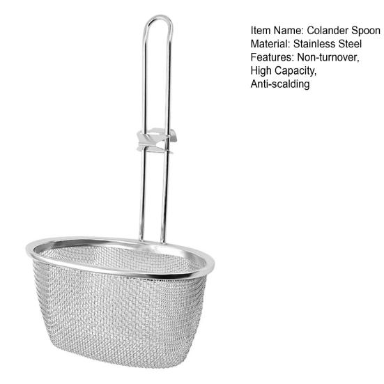 Colander Spoon Drain Quickly Non-deformed Hook Design Skimmer Non-tumbling Stainless Steel