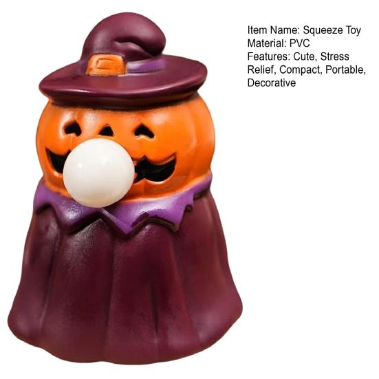 Soft Press Fidget Toys Halloween Squeeze Stress Relief Toy Bubble Pop Pumpkin Ghost Figurine Cute Toy for Interactive Kids Desk Decor Classroom