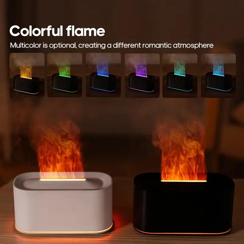 Silent Cool Mist Flame Aroma Diffuser 7 Colour Lights Essential Oil Humidifier Auto Off for Home Bedroom Fragrance Diffusion