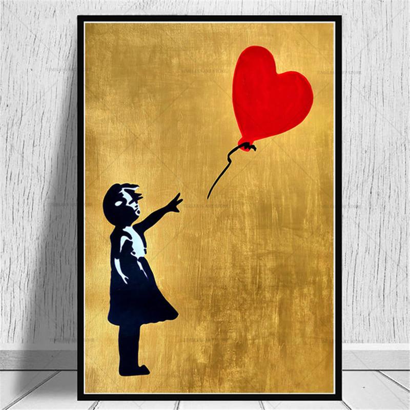 

Граффити Бэнкси абстрактная девушка держит воздушный шар холст картины постеры и принты настенное искусство картины для декора гостиной 21*30cm No Frame