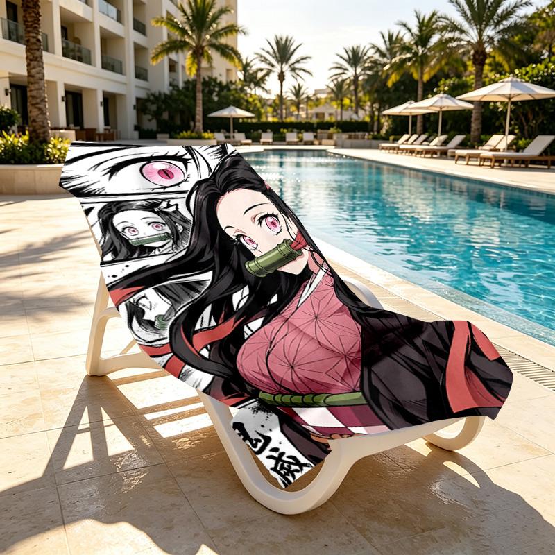Demon Slayer Print Beach Towel Design, Soft, Lightweight. for Home Bathroom, Spa, Pool, Yoga, Surfing, Camping, Gift for Family, Friend