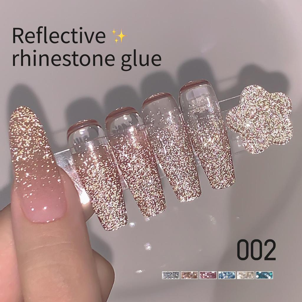 2025 Reflective Rhinestone Gel Polish - Super Sparkle Silver, Internet Trend, Nail Salon Exclusive