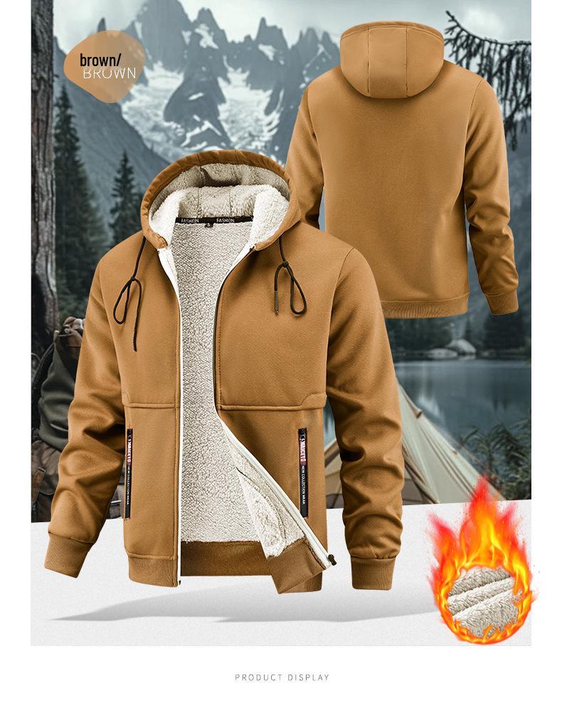 Men's 2025 Lambswool Hooded Jacket - Warm, Thickened, Casual Autumn/Winter Wear with Free Shipping