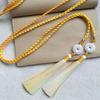 Handwoven Traditional Chinese Style Hanfu Waist Tie Belt with Ping An Pendant for Women Men Cosplay Daily Outfits