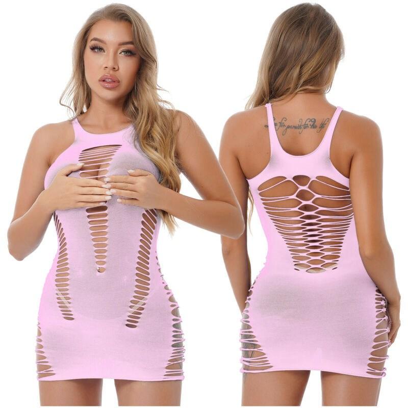 Sexy Bodycon Babydolls prodyšné, pohodlné, vyhloubené mini šaty Clubwear Dámské