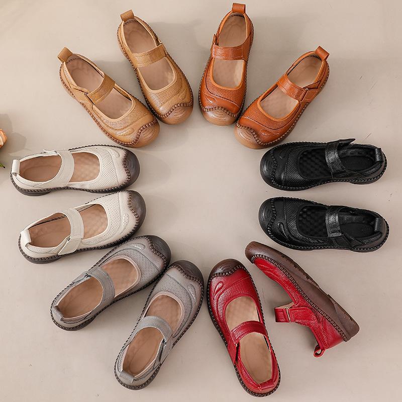 Fashion New summer flat shoes for women luxury real leather flats mother antique top quality moccasin ladies mary jane red wedding flats