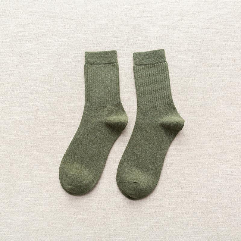 Socks Men'S Medium Socks Solid Color Men'S Socks Cotton Men'S Classic Athleisure Business Socks Thigh Socks
