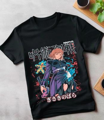 Jujutsu Kaisen Anime Homme Femme Kugisaki Nobara T-Shirt d'Été Harajuku Vintage Manches Courtes Oversize Décontracté Fitness Confort Y2k