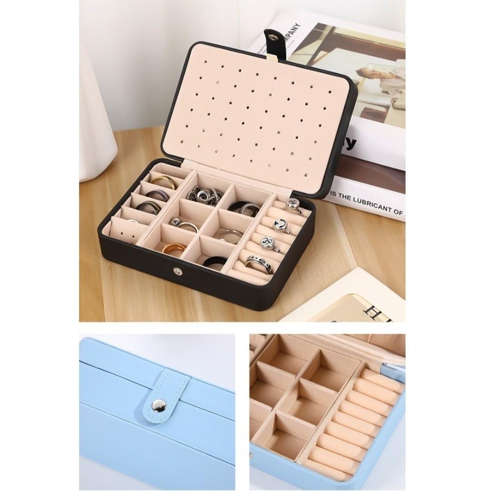 High-end Portable Jewelry Storage Box Large Capacity Double-layer Earring And Ring Jewelry Box Exquisite Display