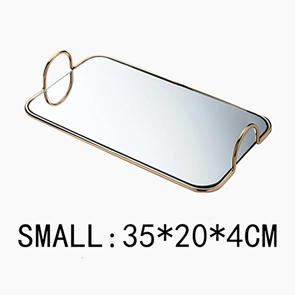 

Metal Mirror Storage Tray Rectangle Golden Handle Phnom Penh Binaural Storage Jewelry Cosmetics Bathroom Home Kitchen Supplies