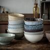 Retro Noodle Bowl Japanese Ceramic Bowl Salad Bowl Household Vegetable Bowl Instant Noodle Bowl Tableware Light Luxury High Value Soup Bowl Rice Bowl