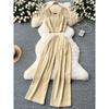 Fashion Niche Style Anti-Aging Outfits Women's Short Crop Top Sleeveless Vest Tops + High Waist Wide Leg Leisure Suit Pants