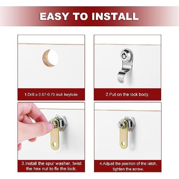 RV Locks For Storage Door 7/8 Inch, RV Compartment Locks For Camper Travel Trailer Cabinet With Keys 7/8", Pack Of 6 Locks With 6 Keyed Alike With