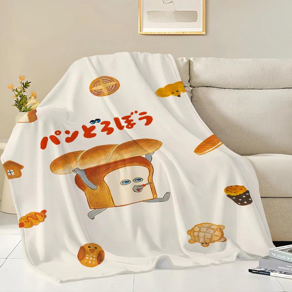 Flannel warm comfort  soft Picture plush Breads Thief blanket for sofa living room office bedroom travel book gift