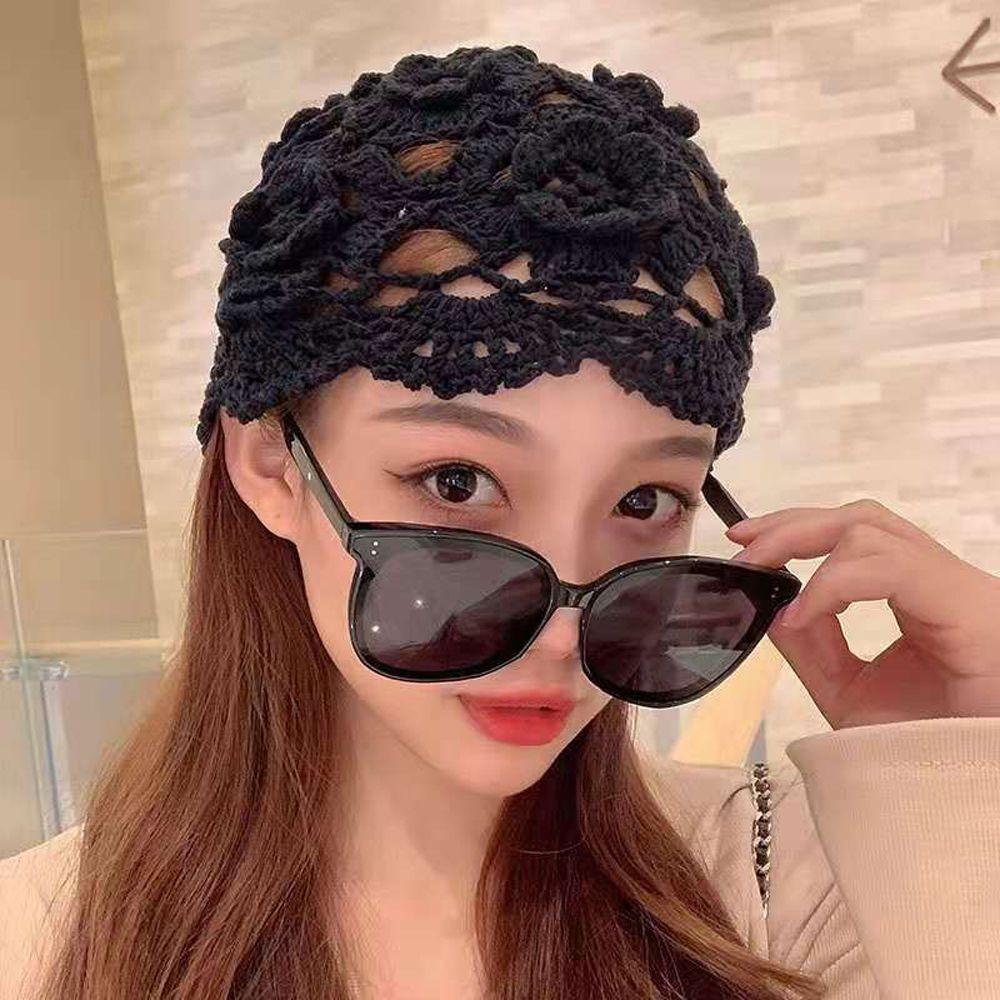 Cap Kerchief Hat Hollow Flower Matching Korean Style Hat Women Hat Woolen Weave Hand-Knitted Hat