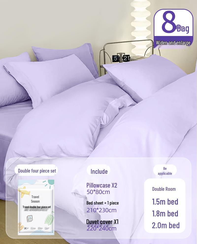 Portable Disposable Bed Sheet & Pillowcase Set: Anti-Dirty, Thickened Four-Piece Travel Kit for Double & Single Beds