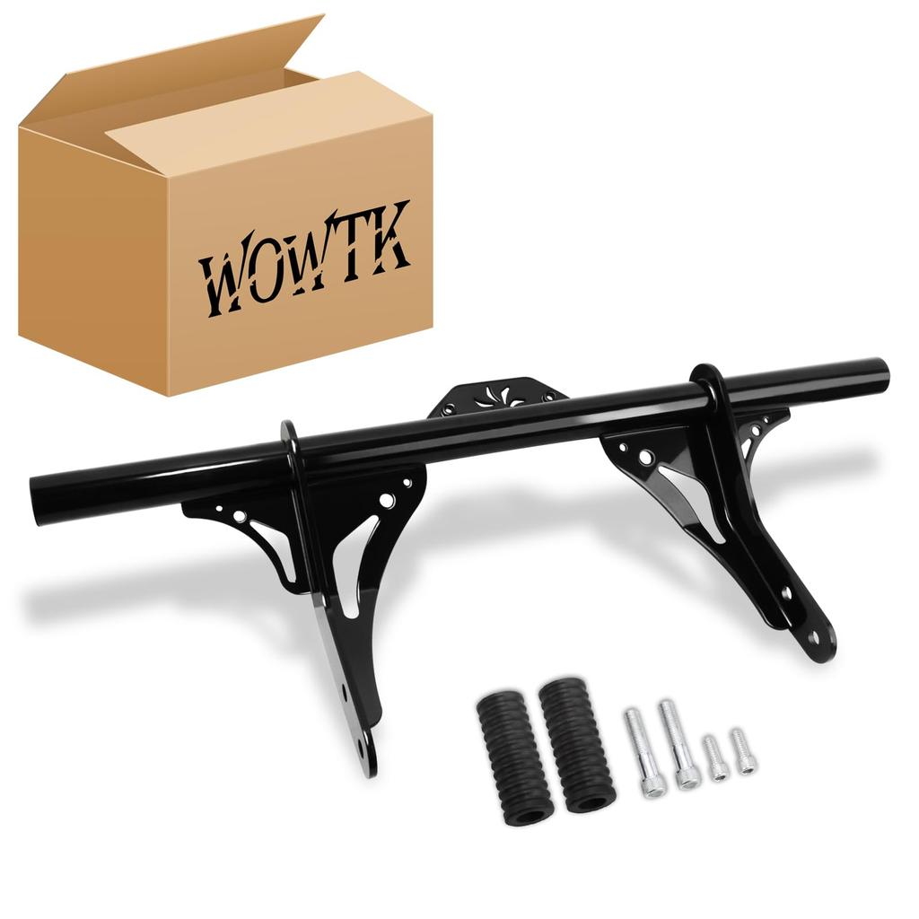 WOWTK Highway Peg Crash Footpeg Engine Guards for Harley DynaMid Control Models Street Bob Fat Bob Low Rider Wide Glide Gloss Black Bars/Highway