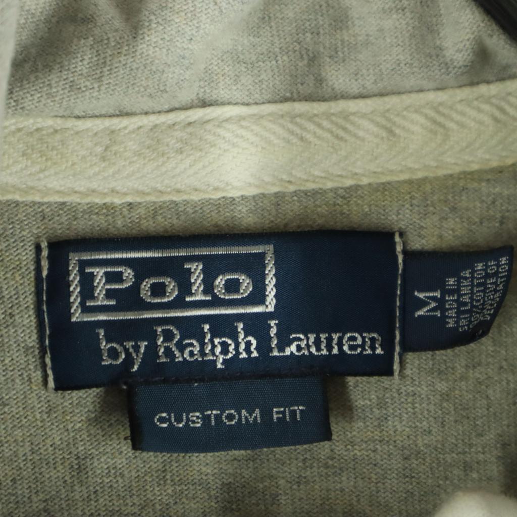 Polo by Ralph Lauren cotton Wappen Long sleeve Hooded Lager shirt M gray Men's Used