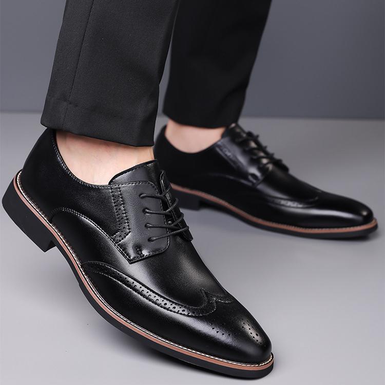 Fashion Big Size Spring Autumn Leather Brogue Shoes Man Designer Soft-soled Men Wedding Shoes Male FashionBusiness Men's Dress Shoe