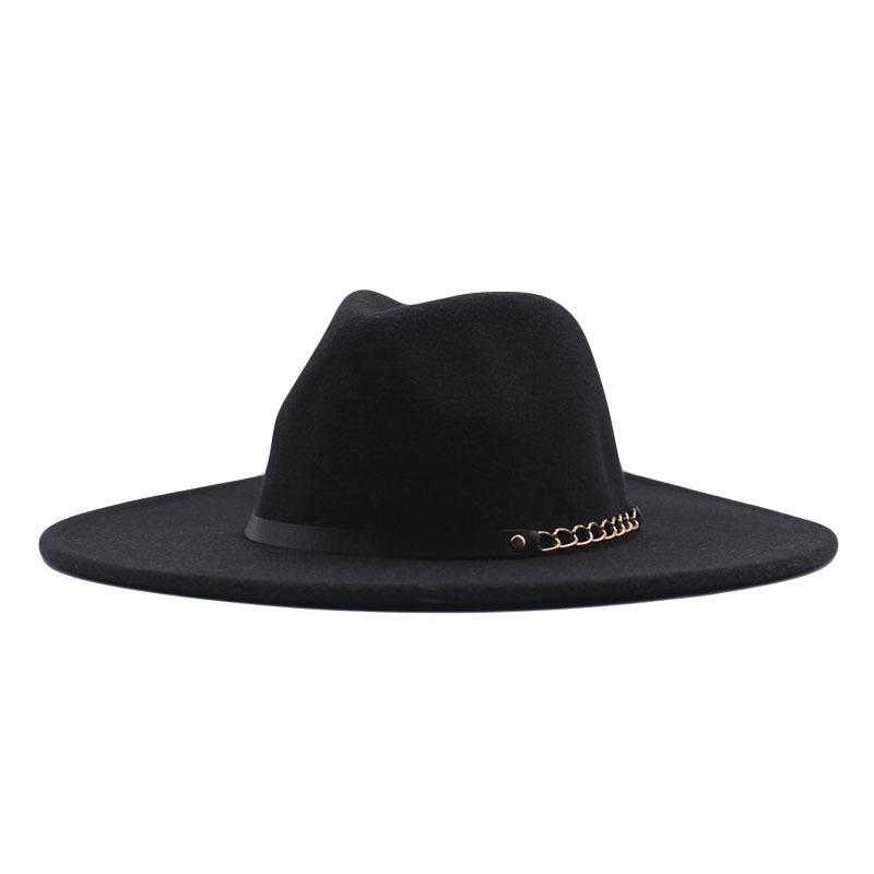 Autumn and winter top hat British classic jazz hat woolen hat big brim cm flat edge top hat