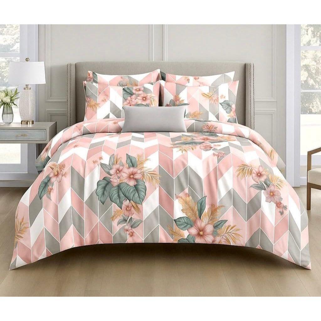 350TC Glace Cotton Wedding Comforter Set Double Bed King Size with 1 Bedsheet Flat and 2 Pillow Covers AC Duvet II 4 pc 228 cm x 245 CM