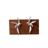 New Vintage Niche Earless Incense Holder with Iris Flower-shaped Earrings - A New Chinese-style Matte Metallic Petal-shaped Stud Earring