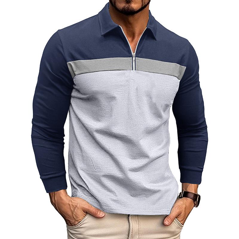 Men’s Long Sleeve Colorblock Polo Shirt
