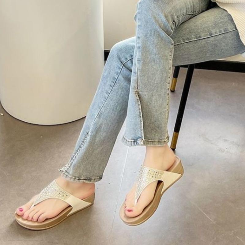 Fashion Women's Slippers and Ladies Sandals Height Non Slip Shoes on Beach Slides Vip Unique Easy Wears Elegant Fashionable 2024 Trend
