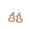 Silver Needle Inlaid Diamond Gourd Earrings - Luxurious Chinese Style, Versatile and Elegant Fashion Accessories