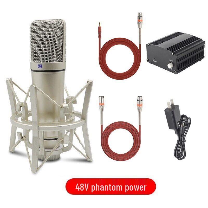 U87 Large Diaphragm 48V Condenser Microphone for Recording, Conferences, Singing, and Live Broadcasts - All-Metal Design