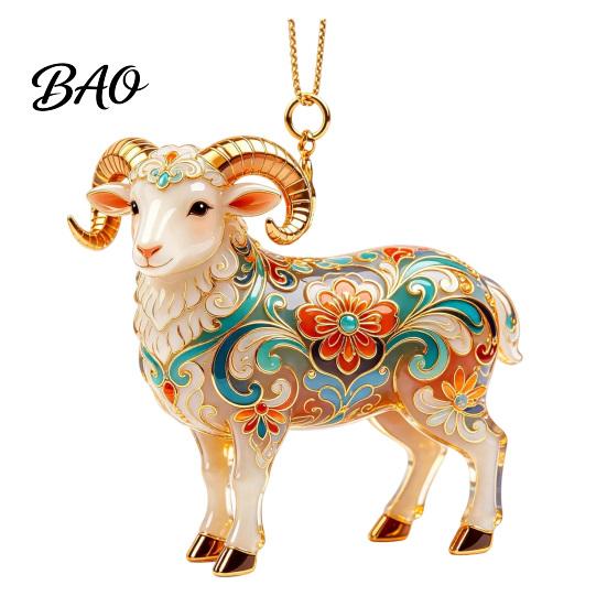 Durable Festive Collection Piece 2D Acrylic Goat Christmas Ornament, Cute Animal Sheep Hanging Decor for Decorative Gift Tree, Holiday Party