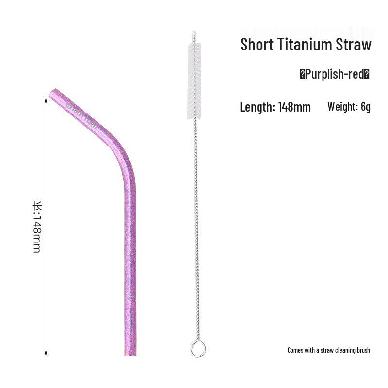 Crystal Clear Titanium Straw with Spoon - Reusable for Drinks