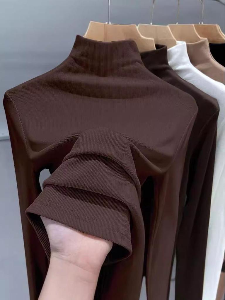 Women's Semi-High Neck Dralon Base Layer Top, Slimming & Warm for Autumn/Winter